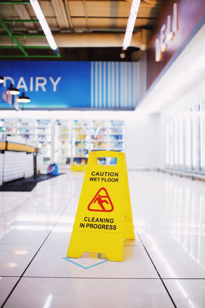 A professional cleaning-in-progress sign