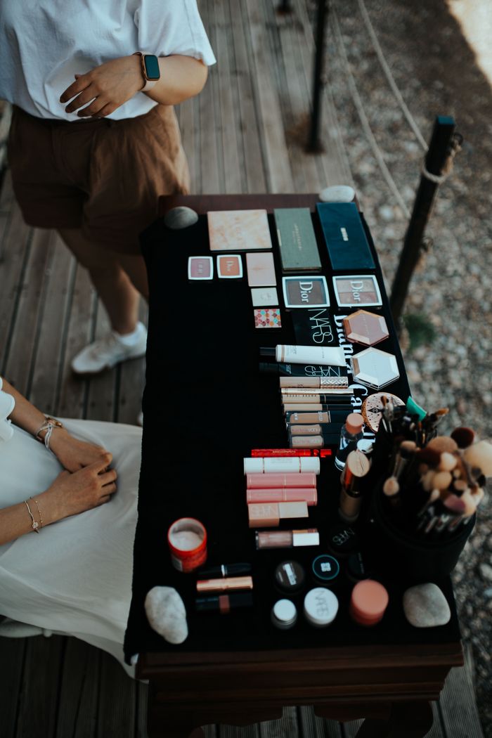 Makeup and cosmetic products, representing makeup stains